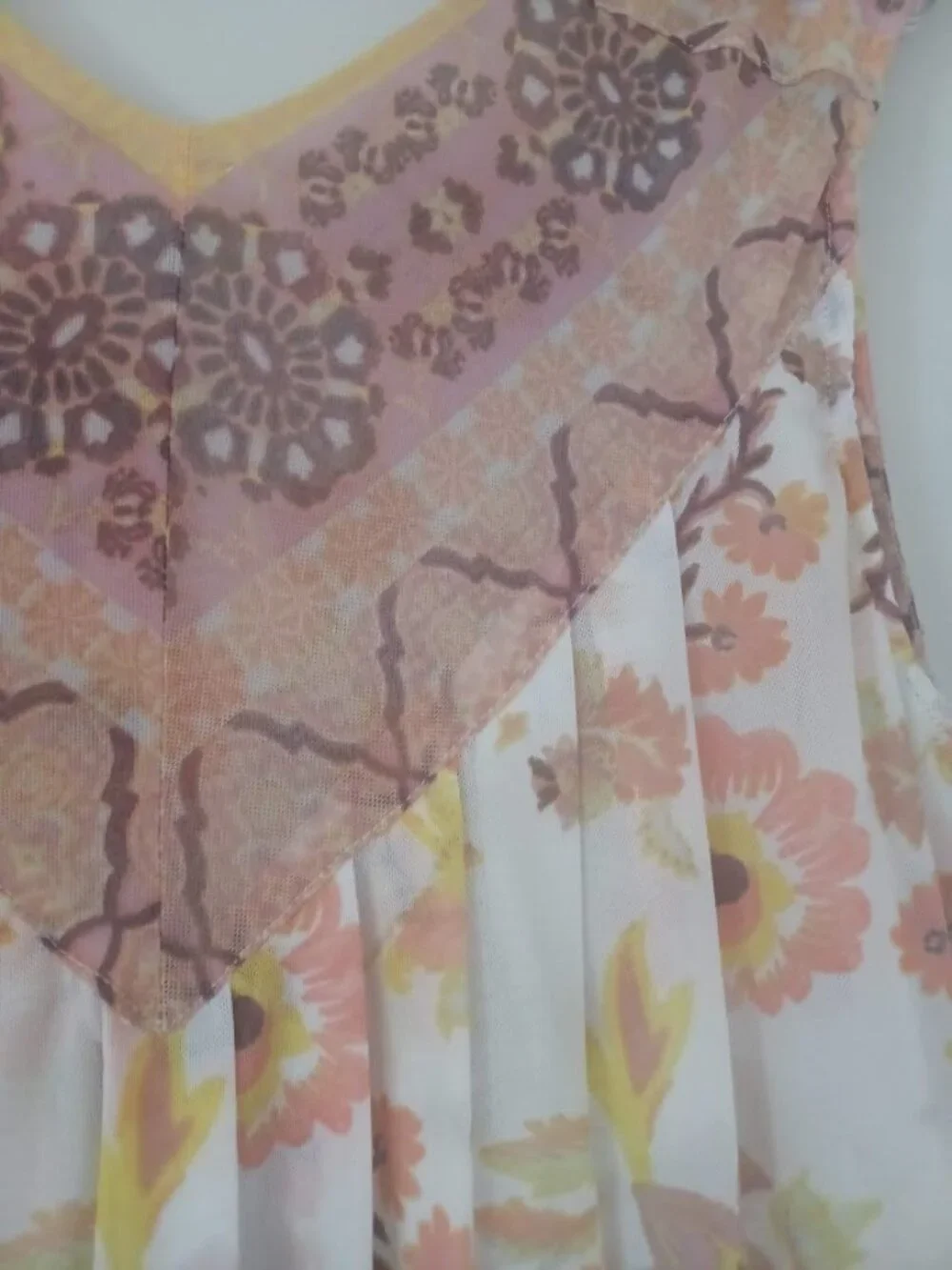 Free People XS Floral Surplice Wrap Tank Top Boho Bubble Hem Sleeveless Blouse